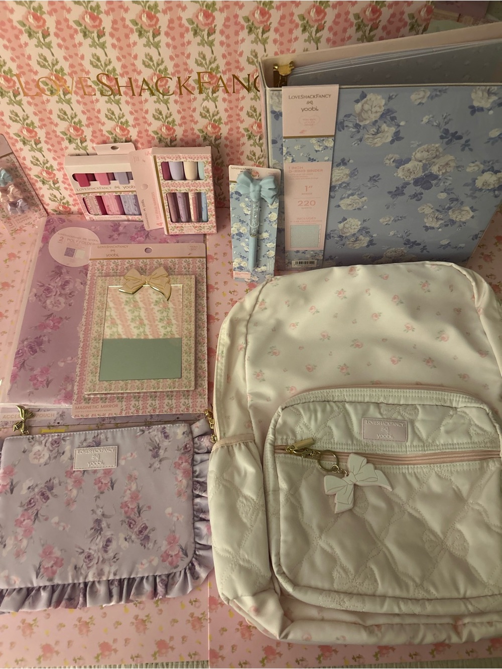 LoveShackFancy Backpack and school supply set NWT